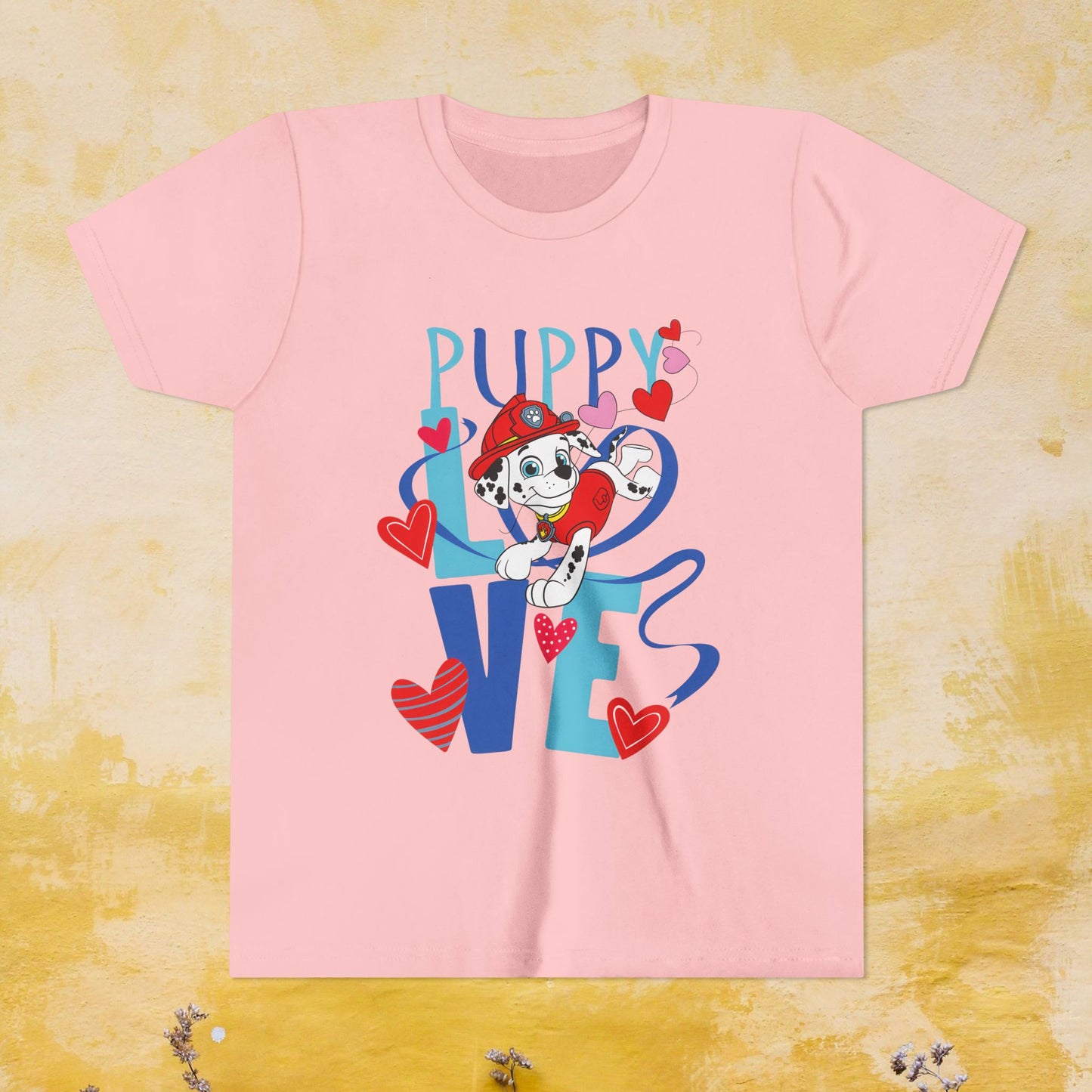 Puppy Love - Paw Patrol Valentine T-shirt - Animation TV Series Youth Short Sleeve Tee