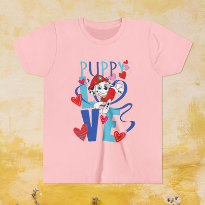 Puppy Love - Paw Patrol Valentine T-shirt - Animation TV Series Youth Short Sleeve Tee