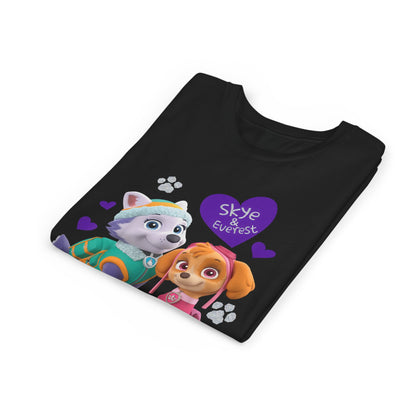 Skye & Everest - Paw Patrol Valentine T-shirt - Animation TV Series Youth Short Sleeve Tee