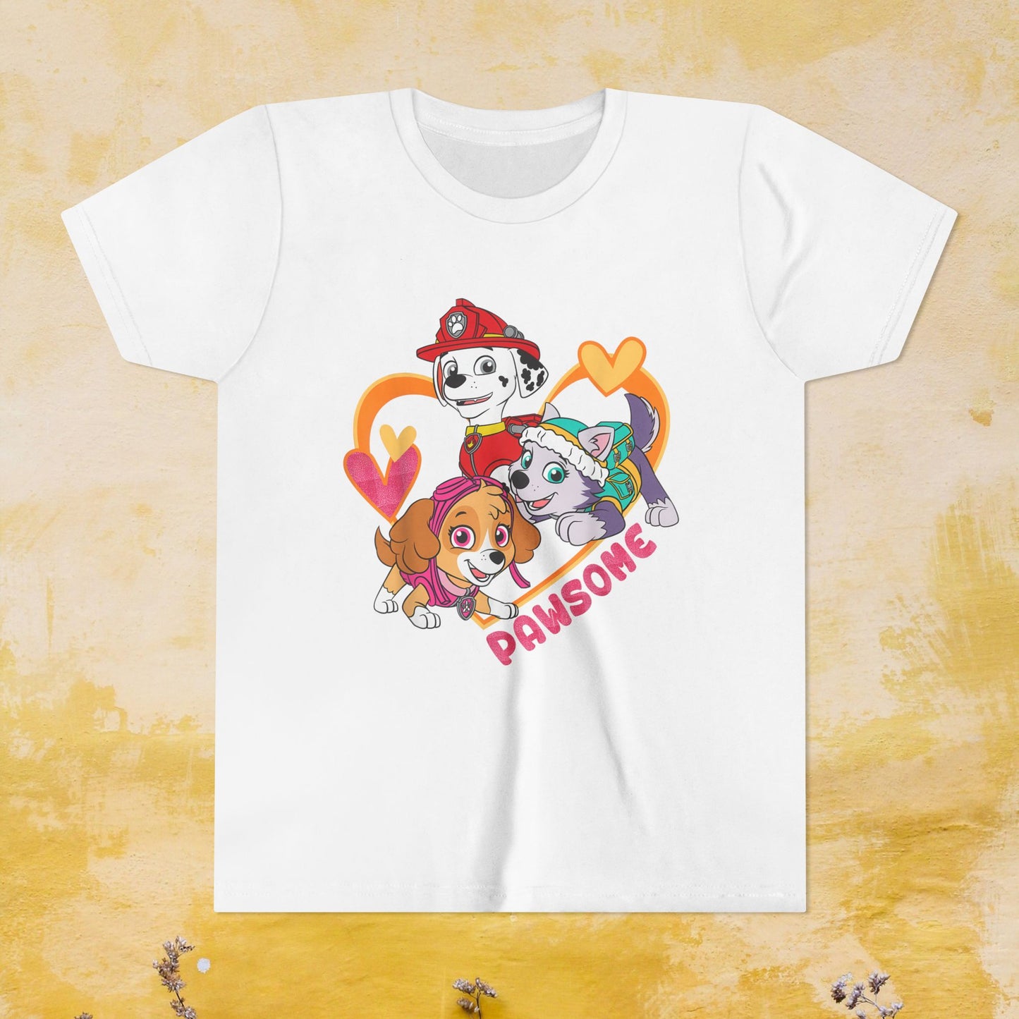 Pawsome - Paw Patrol Valentine T-shirt - Animation TV Series Youth Short Sleeve Tee