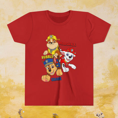 Chase, Rubble, Marshall - Paw Patrol T-shirt - Animation TV Series Youth Short Sleeve Tee