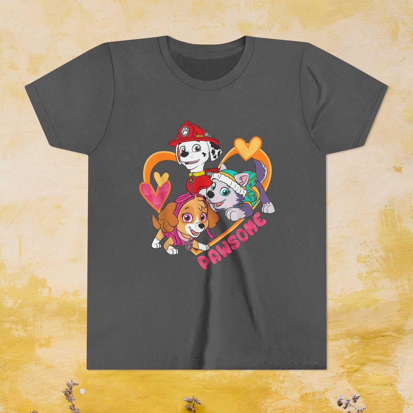Pawsome - Paw Patrol Valentine T-shirt - Animation TV Series Youth Short Sleeve Tee