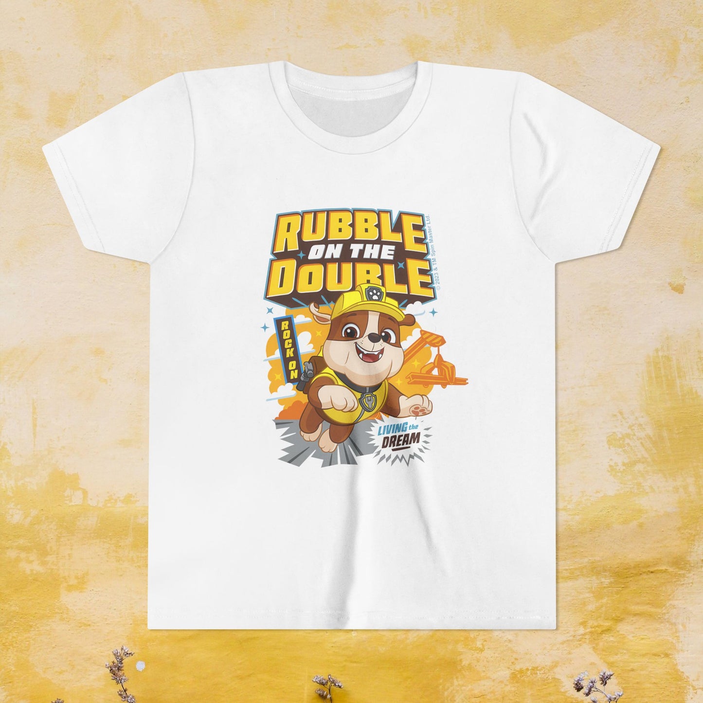 Rubble on The Double - Paw Patrol T-shirt - Animation TV Series Youth Short Sleeve Tee