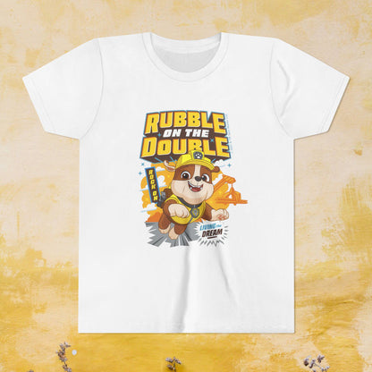 Rubble on The Double - Paw Patrol T-shirt - Animation TV Series Youth Short Sleeve Tee
