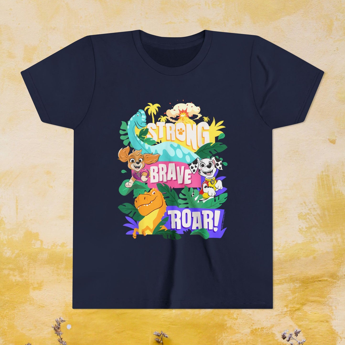 Strong, Brave, Roar! - Paw Patrol: The Dino Movie T-shirt - Animation TV Series Youth Short Sleeve Tee