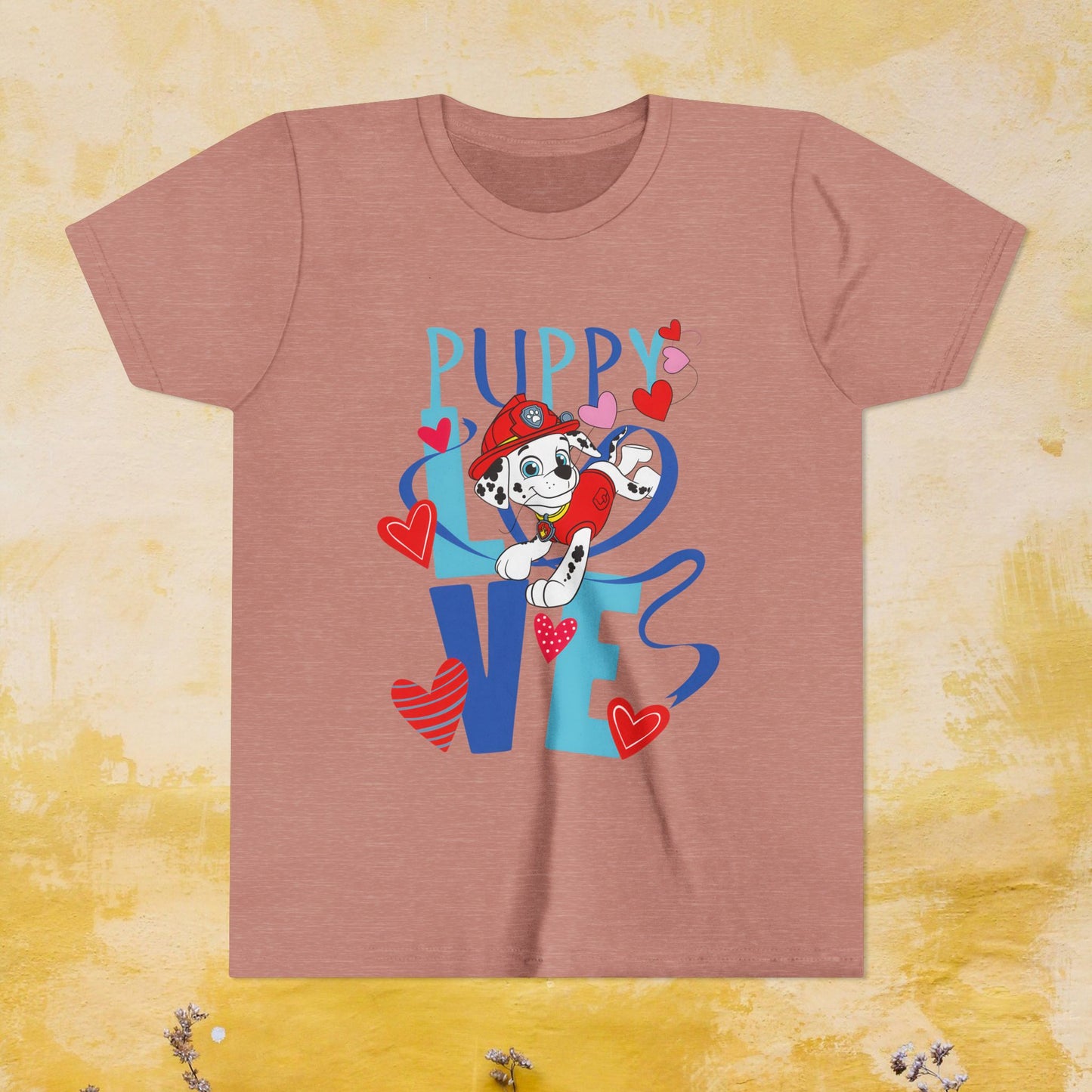 Puppy Love - Paw Patrol Valentine T-shirt - Animation TV Series Youth Short Sleeve Tee
