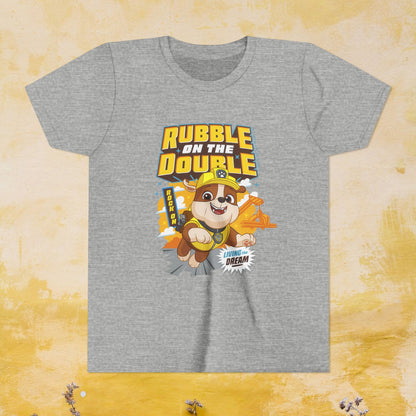 Rubble on The Double - Paw Patrol T-shirt - Animation TV Series Youth Short Sleeve Tee