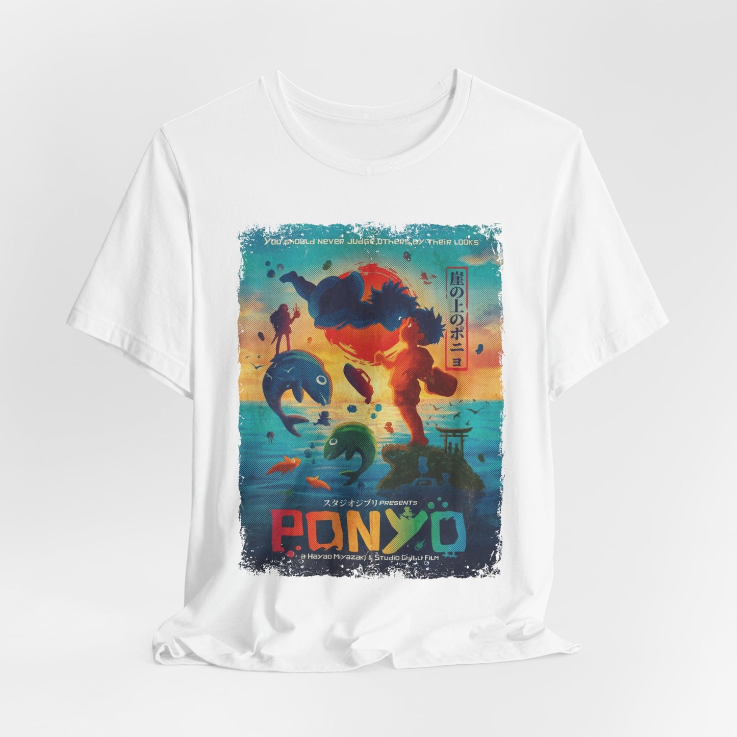 Ghibli's Ponyo on the Cliff by the Sea Anime Movie T-Shirt | Unisex Graphic Short Sleeve Tee
