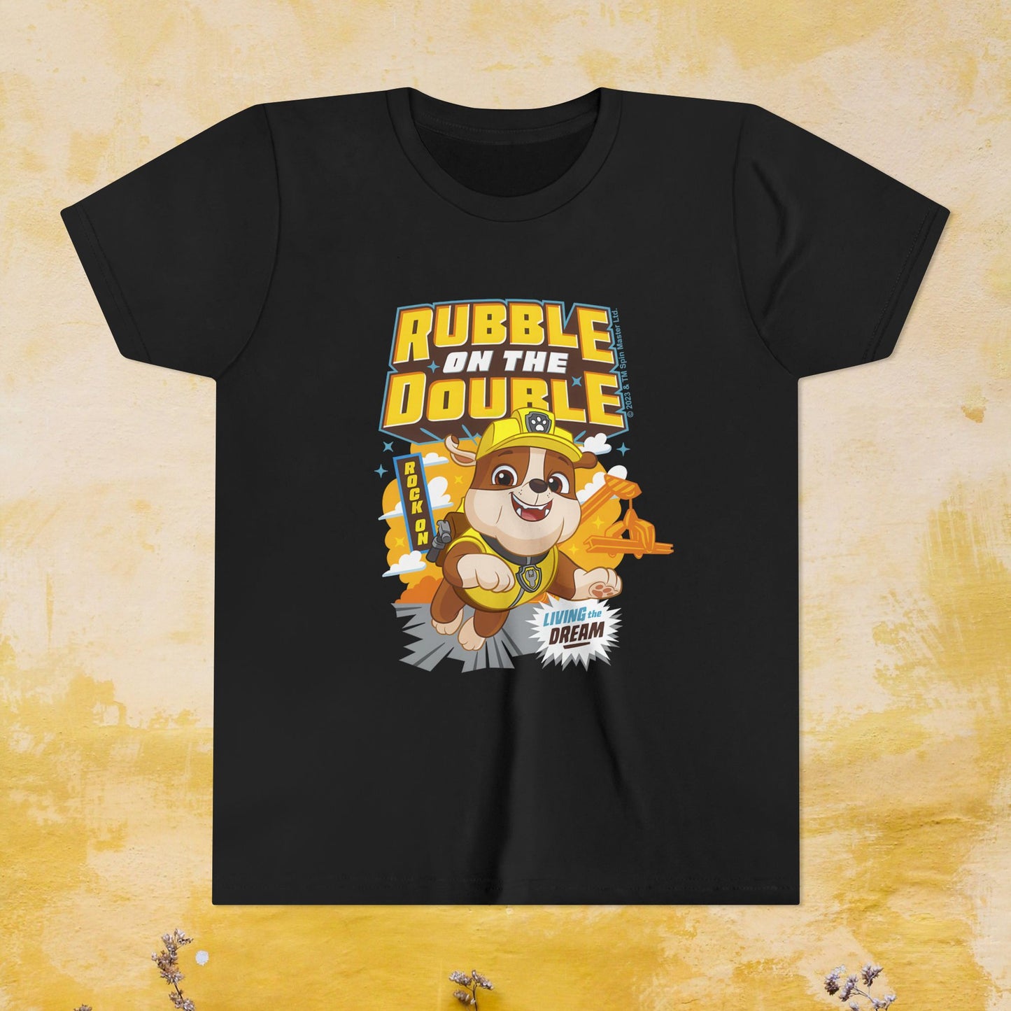 Rubble on The Double - Paw Patrol T-shirt - Animation TV Series Youth Short Sleeve Tee