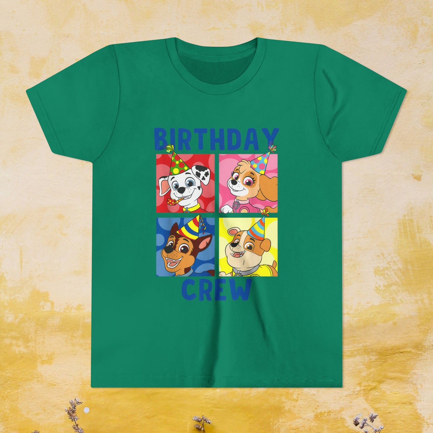 Birthday Crew - Paw Patrol T-shirt - Animation TV Series Youth Short Sleeve Tee